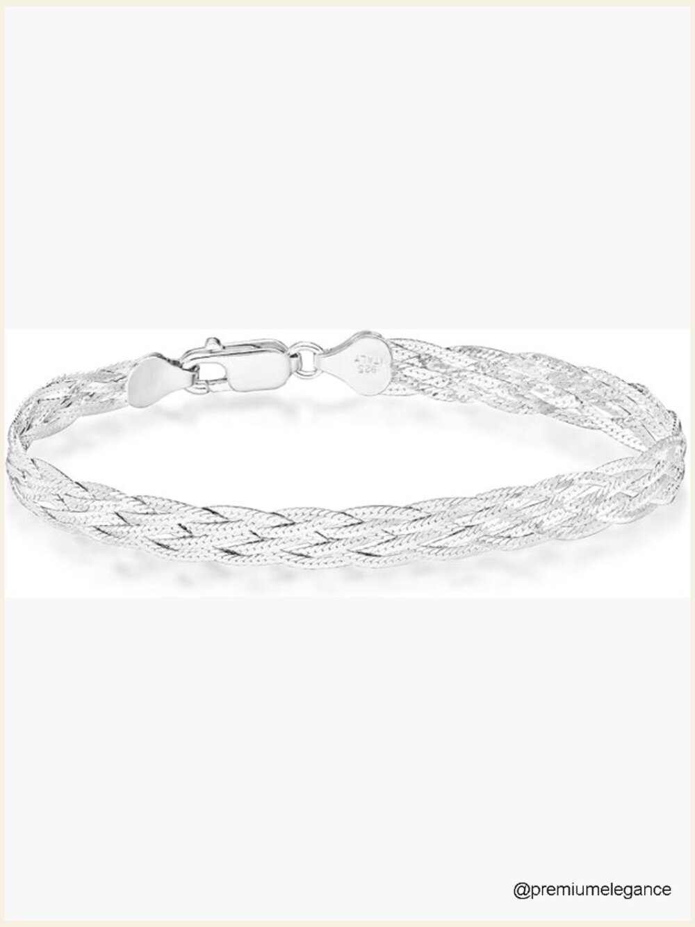 Italian 925 Sterling Silver 6-Strand Braided Herringbone Chain Bracelet 7mm